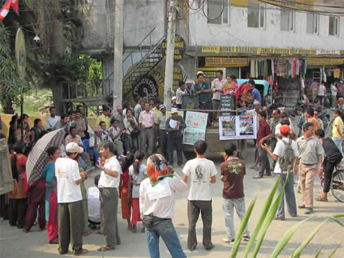 Singers performing at rhino conservation event in Chitwan, Nepal