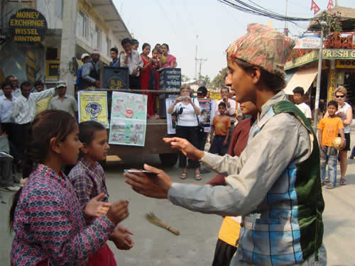 Play performed in Chitwan to raise conservation awareness among locals.