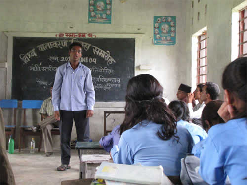 Student participation in grassroots event by Partnership for Rhino Conservation Nepal