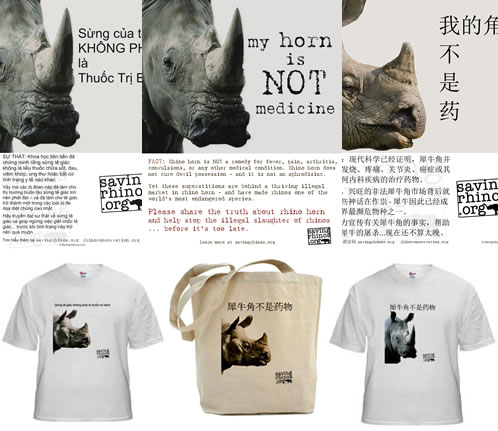 Rhino horn is not medicine campaign in Chinese and Vietnamese